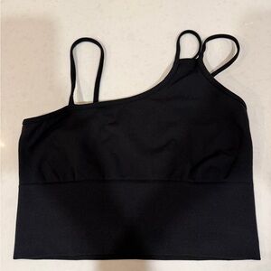 ALO Yoga Black Asymmetrical Double-Strap Sports Bralette